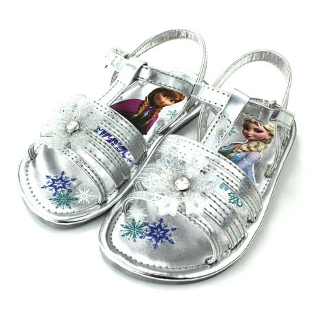 Disney Frozen  Elsa Anna Girls Silver Snowflake Sandals  