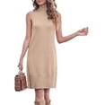 thumbnail image 2 of Sleeveless Solid Color Women Casual Sweater Dress Lady Elegant Knit Mini Dress, 2 of 5