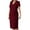 Wine, variant on Ashirexll Midi Dresses for Women, Flowy Dresses for Women, Fashion Solid Color Short Sleeve V-Neck Casual Knee Length Dress