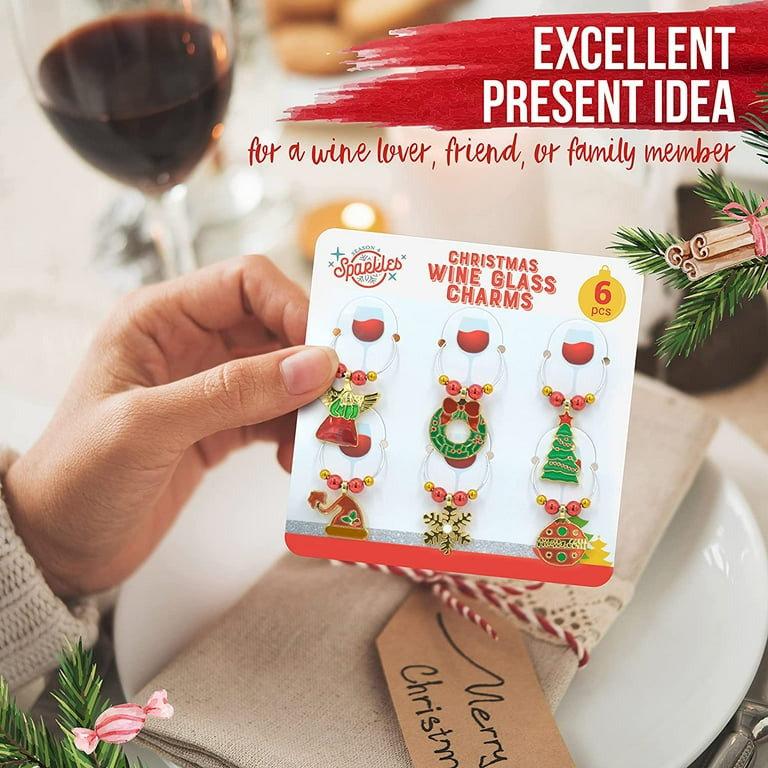 WILLBOND 670-Piece Christmas Wine Glass Charm Kit - DIY Markers With Bells, Beads & Charms