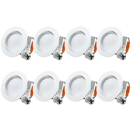 

TORCHSTAR 8-Pack 4 Inch Gimbal LED Recessed Downlight Adjustable Retrofit Ceiling Light CRI90+ 10W 5000K Daylight Dimmable UL & Energy Star Damp Rated