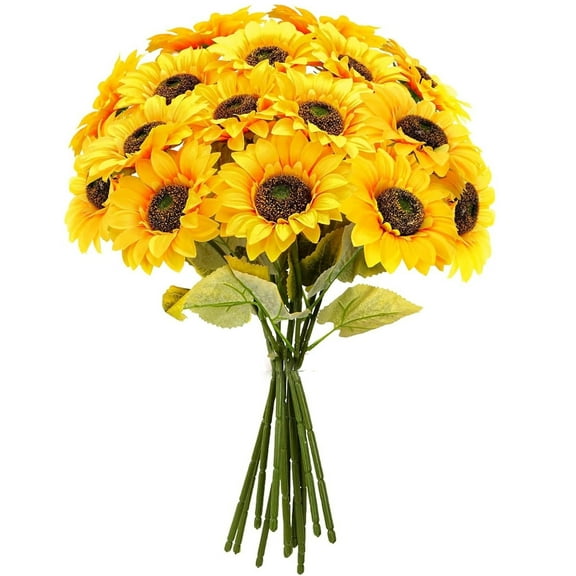 20 Pcs Artificial Sunflower Flowers,Bexikou 10.24"Single Stem Silk Fake Sunflowers for Home Hotel DIY Craft Office Wedding Party Garden Decoration, Floral Arrangement, Centerpieces