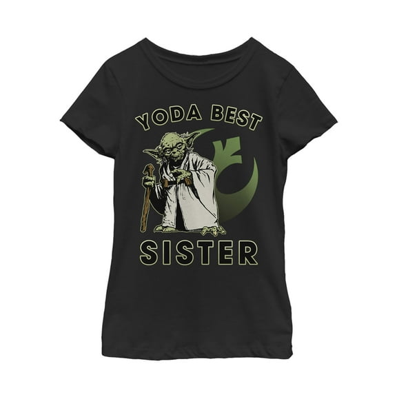 Girl's Star Wars Yoda Best Sister  Graphic Tee Black X Small