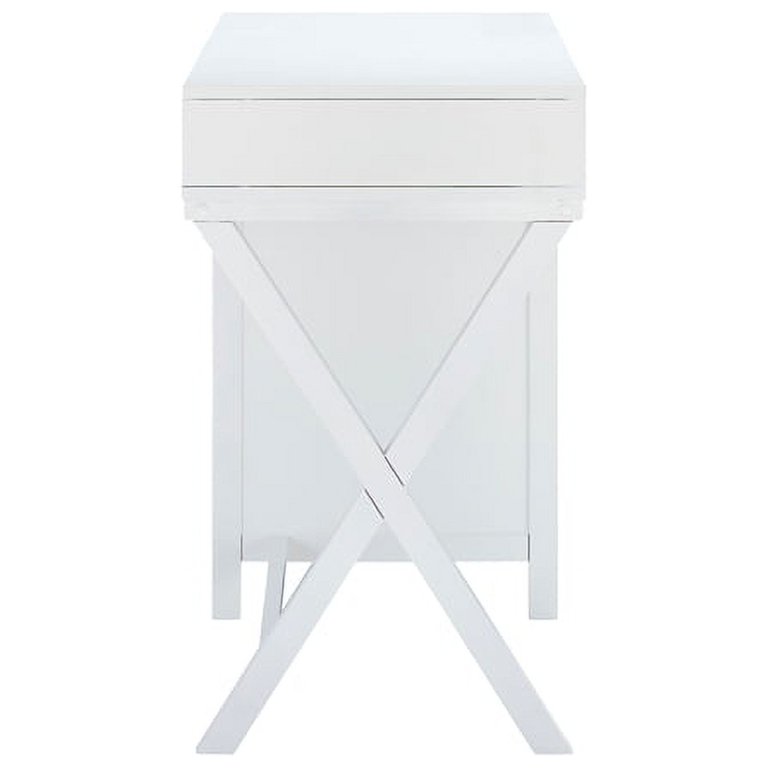 Linden Boulevard Peggy Side Storage Flat Top Writing Desk in White