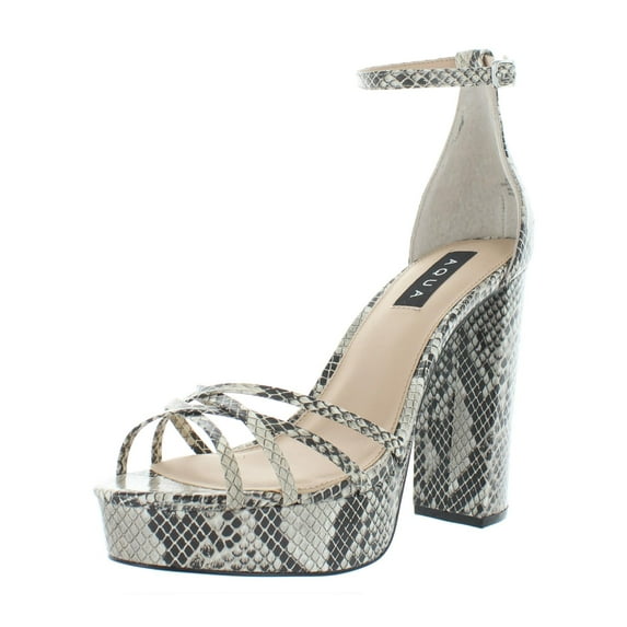 Aqua Womens Milo Snake Print Strappy Platforms