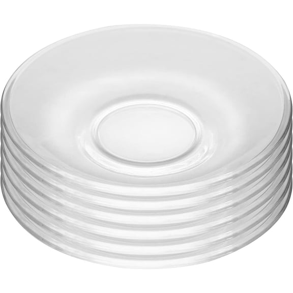 6 pcs Clear Glass Plates, 4.5 inch Plate Set, Small Dessert Plates Tea Bulk