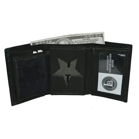 Leatherboss Police Badge ID holder wallet 5 point star shape