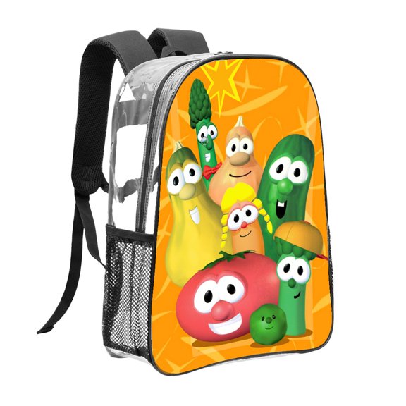 Veggietales Pattern Transparent Backpack Lightweight And fashionable Showcasing Personality And Leading The Trend