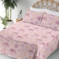thumbnail image 3 of Ambesonne Nature Fitted & Flat Sheet with Shams 4 Pcs Set, Tropical-Like Flowers Plot, Calking, Dried Rose and Earth Yellow, 3 of 5