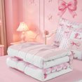 thumbnail image 5 of meiyoeat Pink Kawaii Bow Zipper Twin Comforter Sets with Fitted Sheet and 2 Pillowcases For Girls,Modern Personalized Initial L Zipper Bedding Set For Kids,Pink Reversible,4 Pieces, 5 of 7