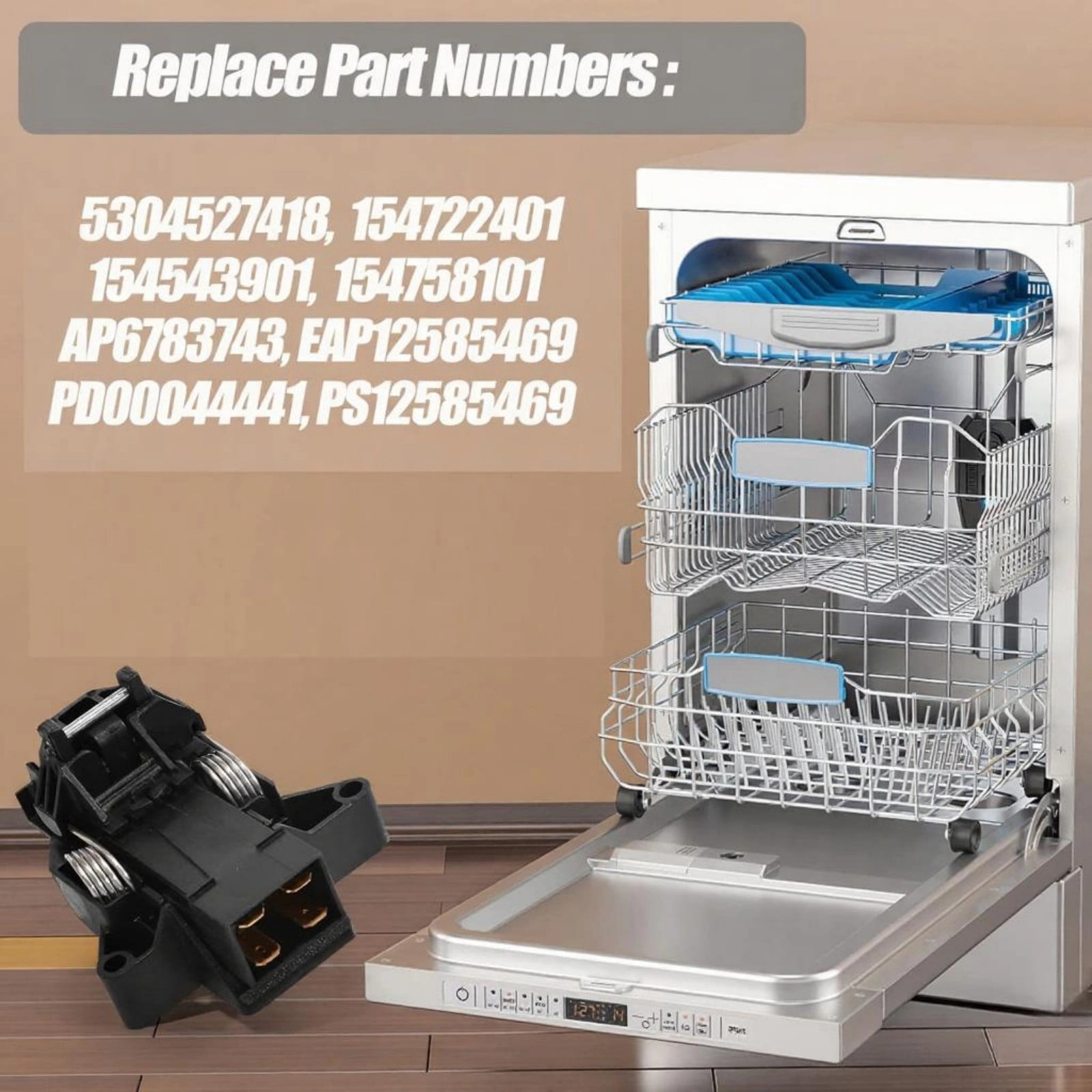 Dishwasher Door Hook Set, Metal Replacement for 5304525218 & 154722401 Models, Tool-Free Installation