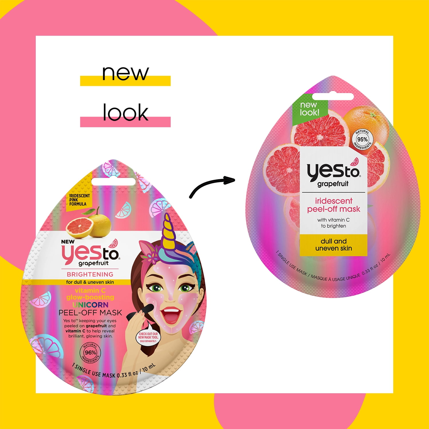 Yes To Grapefruit Vitamin C Unicorn Peel-Off Face Mask, 0.33 Oz.