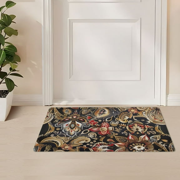 ALAZA Ethnic Bohemian Mandala Paisley Flower Door Mat Outdoor Indoor Entrance Low Profile Floor Rugs 32"x20"