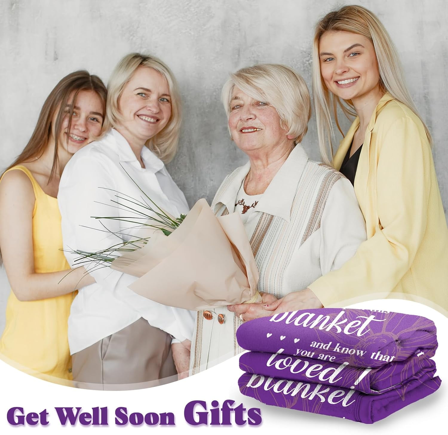 Get Well Soon Gifts, Hug Blanket, Inspirational Gifts for Her Him, Cancer Care Gifts for Women or Men, Encouragement Healing/After Surgery/Thinking of You Gifts