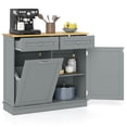 thumbnail image 1 of Costway 15.5 Gallon Kitchen Tilt Out Trash Cabinet Rubber Wood Tabletop 2 Drawers Shelf Gray, 1 of 10