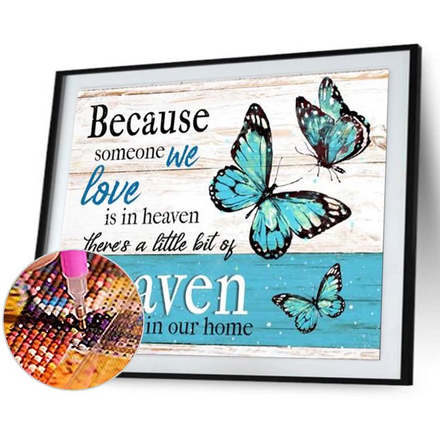 Cuadros Decorativos Kit de pintura de diamantes 5D, palabras de mariposa, taladro redondo completo, diamantes de imitación, arte de pared DIY Tmvgtek embutido en tela