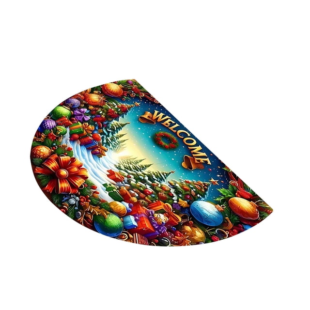 Christmas Door Mat 40 cm x 60 cm Polyester Floor Mat with Non-Slip TPR Backing for Entryway or Bedroom