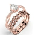 thumbnail image 3 of Gorgeous Art Deco 2.25 Carat Pear Cut Diamond Moissanite Engagement Ring,Two Matching Band, Twisted Band Wedding Ring in 925 Sterling Silver With 18k Rose Gold Plating Gift For Her, 3 of 4