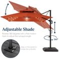thumbnail image 5 of Best Choice Products 12x12ft 2-Tier Square Outdoor Solar LED Cantilever Umbrella w/ 360-Rotating Base   Rust, 5 of 8