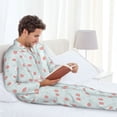 thumbnail image 4 of Salouo Strawberry Print Button-Front Long Sleeve Pajama Set for Men, Soft 2Pjs Men's Long Sleeve Sleepwear -Medium, 4 of 7