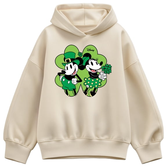 Disney - Mickey & Minnie Shamrock - Women's Oversized Fleece Hoodie Sweatshirt