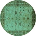 thumbnail image 1 of Ahgly Company Indoor Round Oriental Turquoise Blue Traditional Area Rugs, 8' Round, 1 of 4