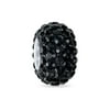 Solid Black Crystal Spacer Charm Bead for Women for Fits European Charm Bracelet Core 925 Sterling Silver