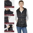 thumbnail image 4 of Women Down Vest Lightweight Packable Down Puffer Vest Warm Winter Puffy Vest with Hood (Black, Large), 4 of 8