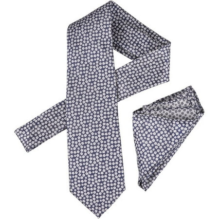 Daxx Men's Floral Print Silk Touch Microfiber Tie and Hanky Set