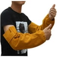 thumbnail image 1 of 1 par de cuero resistente al calor soldadura brazo manga puño elástico seguridad en el trabajo resistente a las chispas Protector de brazo, 1 of 5