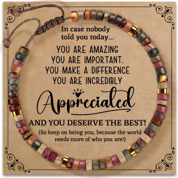 DESIGNICE Inspirational Gifts Bracelets for Women - Healing Natural Stone Bracelets - Cheer Up Appreciation Gift for Teachers Women Friends Sister Bestie Coworkers Employees