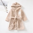 thumbnail image 4 of NOLDARES Girls Boys Fleece Hooded Robes Kids Warm Bath Robe for Girls Soft Fuzzy Bathrobe,Khaki,5-6 Y, 4 of 7