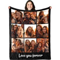 Personalized I Love You Photo Blankets for Mom Gifts from Daughter Son Custom Mothers Day Blankets with Photos Collage for Mom Blankets with Picture Customized Blankets