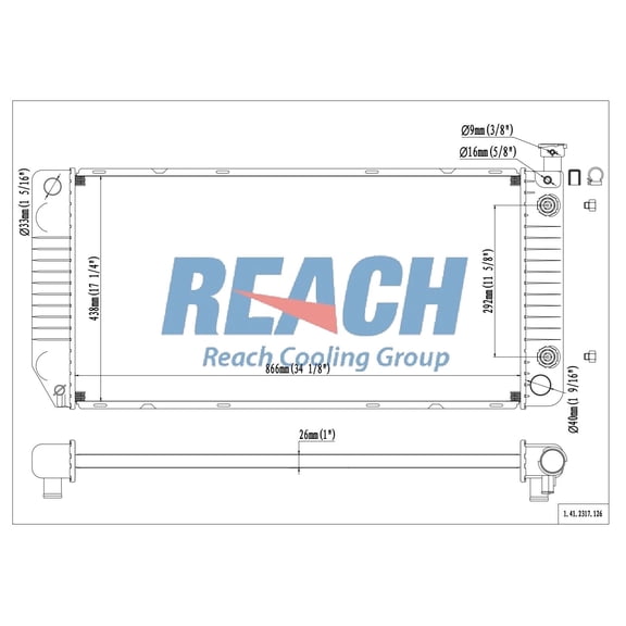 Reach Radiator 41-2317 For Multi Apps 96-00 Automotive Radiator Replacement Part