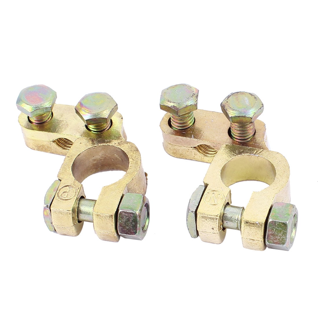 Battery Terminal Clamps Pair Spare Part Adjustable Brass Gold Tone