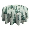 thumbnail image 4 of Light Green Christmas Tree and Snow Pattern Round Tablecloth 60"x60",Wrinkle Wipeable Table Cloth for Kitchen Dining Room Picnic Patio Party, 4 of 6