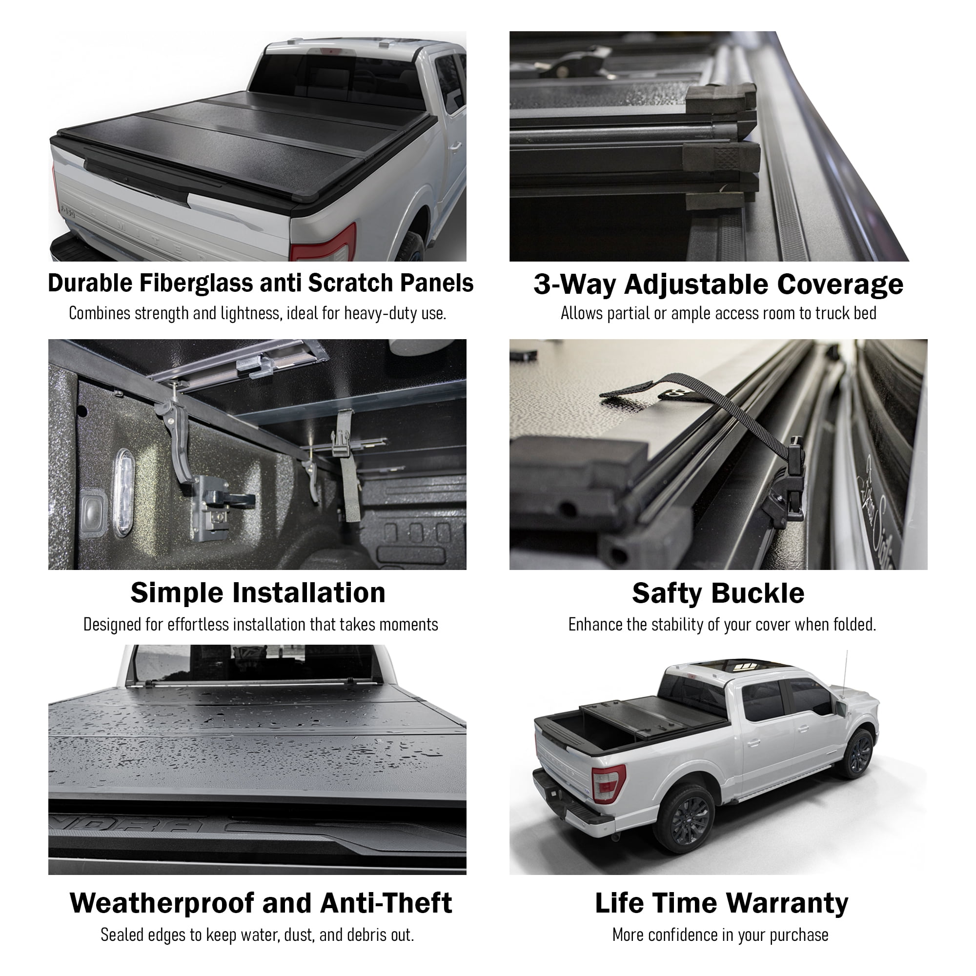 Toptiny Hard Folding Truck Bed Tonneau Cover Fits 2015-2026 Ford F150 /Lightning 5'5"Bed