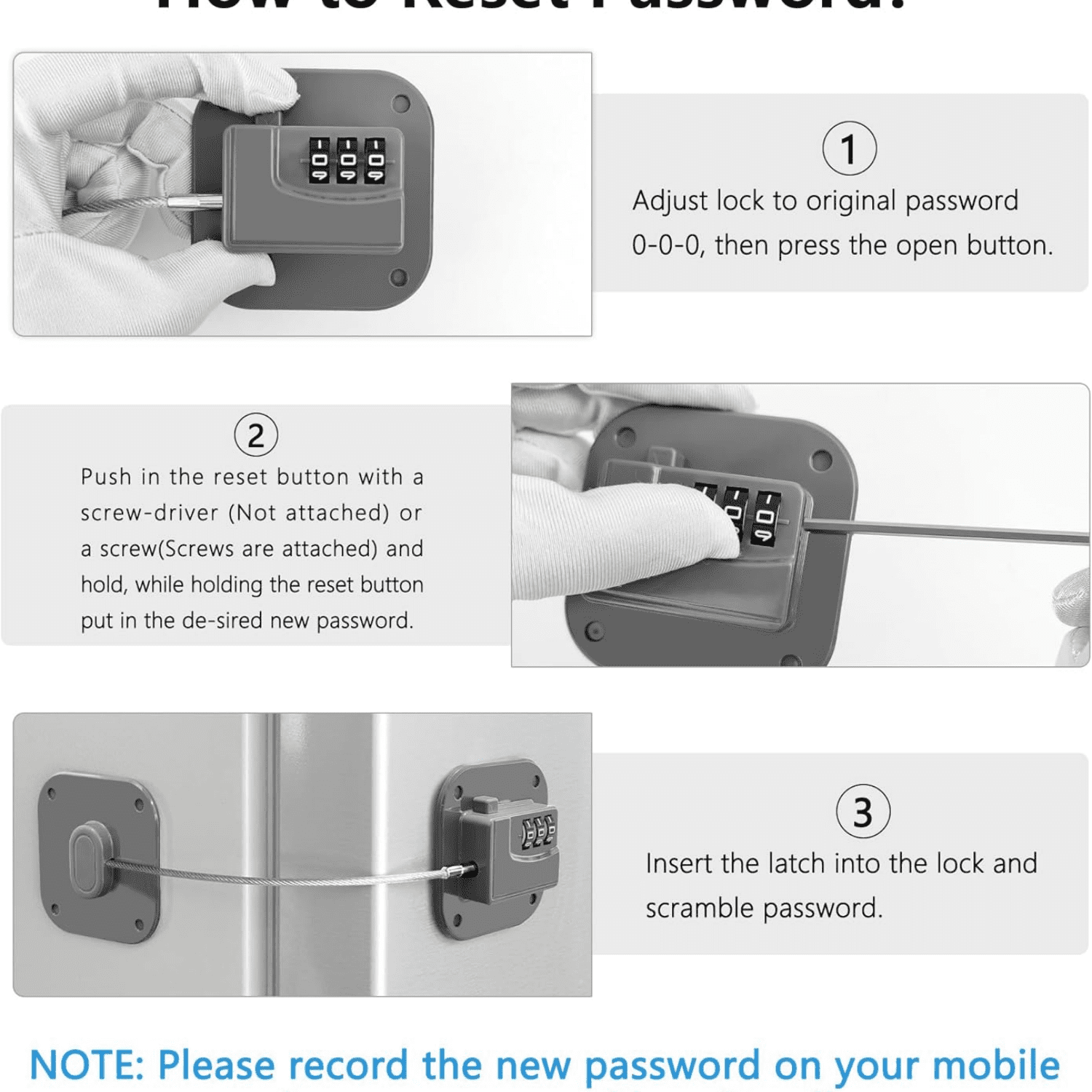 Refrigerator Lock, Heavy Duty Fridge Lock, Combination Lock for Refrigerator Cabinets, Drawers, Safety, Easy Install No Keys Needed