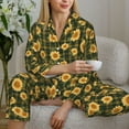 thumbnail image 6 of Vsdgher Black Ink Green Plaid Sunflower Pajamas Set Long Sleeve Sleepwear Womens Button Down Nightwear Pj Sets-X-Large, 6 of 7