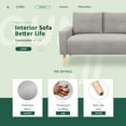 thumbnail image 3 of Vineego Modern Sleek Terry Cloth Compact Loveseat, Grey, 3 of 7