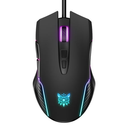 ONIKUMA CW905 7 Keys Wired Gaming Mouse Ergonomic Mouse with 6-level Adjustable DPI Colorful RGB Breathing Light Effect Black