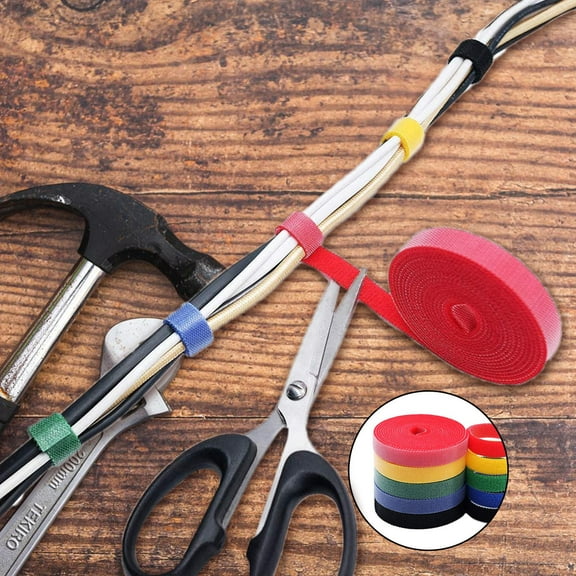 RENACLIPY 6 Rolls Multipurpose Cut-to-Length Cable Ties for Home and Office Organization, and Adjustable