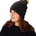 thumbnail image 4 of Oversize Beanie Warm Hand Knit Pom Pom Double Layer Winter Ski Snowboard Hat, 4 of 10