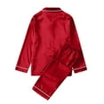 thumbnail image 4 of Christmas Pajamas for Men Satin Silk Red Pajamas PJs Solid Family Matching Sleepwear Loungewear 2-Piece Pants Set for Father, 4 of 4