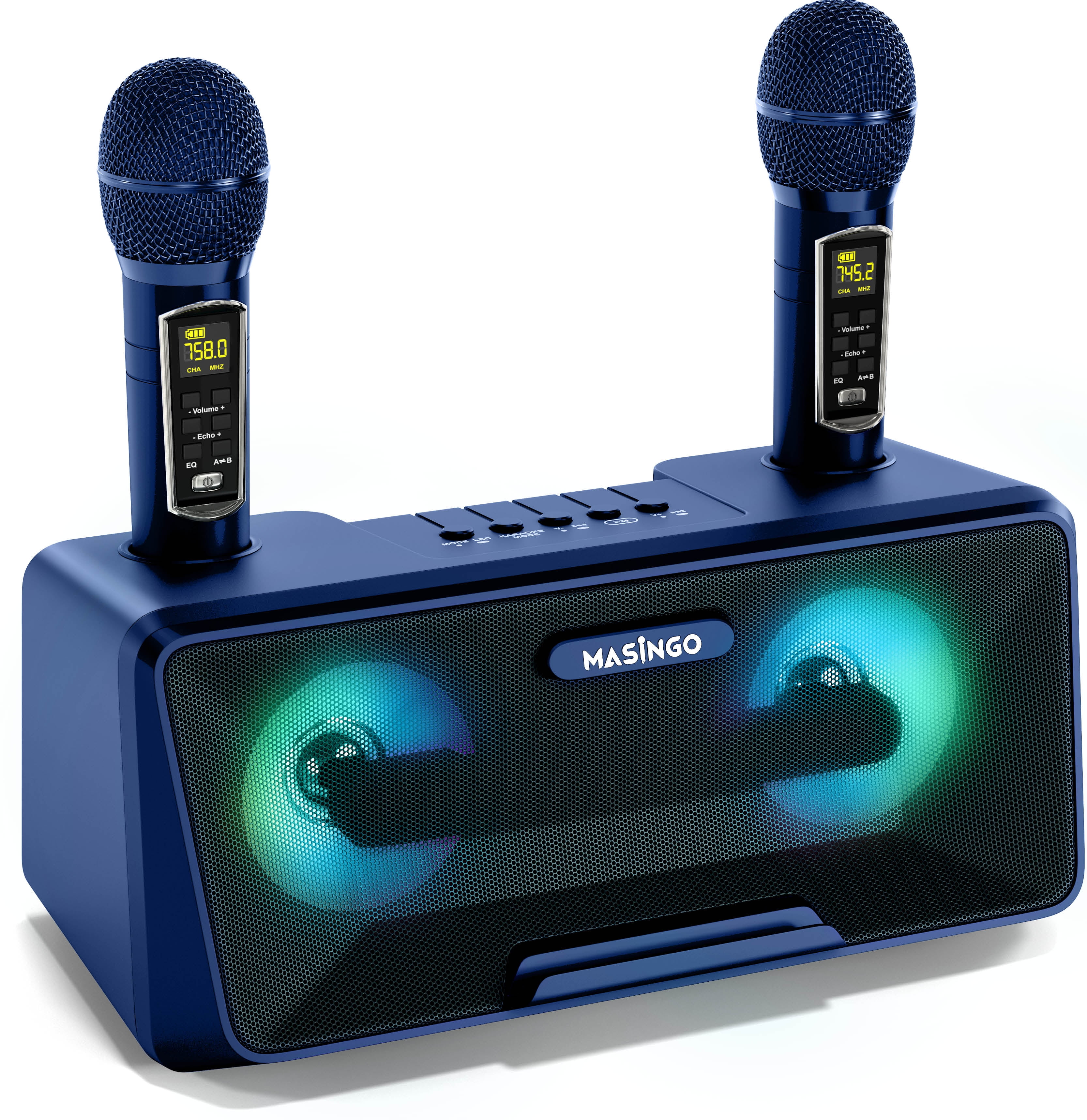 Portable Karaoke Machine for Kids & Adults Unique Design Singing Machine with Bluetooth Speaker PA System Phone Holder LED Lights Microphones Perfect for Home Party Holidays Celebration 