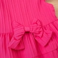 thumbnail image 6 of Little Girls Summer Plaid Dress Ruffle Sleeve Bow Tiered Dress Crew Neck Casual Cute Toddler Clothes Hot Pink, 6 Years, 6 of 7