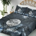thumbnail image 5 of Ambesonne Winter Fitted & Top Sheet Set with Shams, Moon at Night in Forest, Black and Blue, 5 of 8