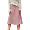 thumbnail image 3 of Women's Elegant High Waist Satin A Line Flared Midi Skirt, 3 of 5