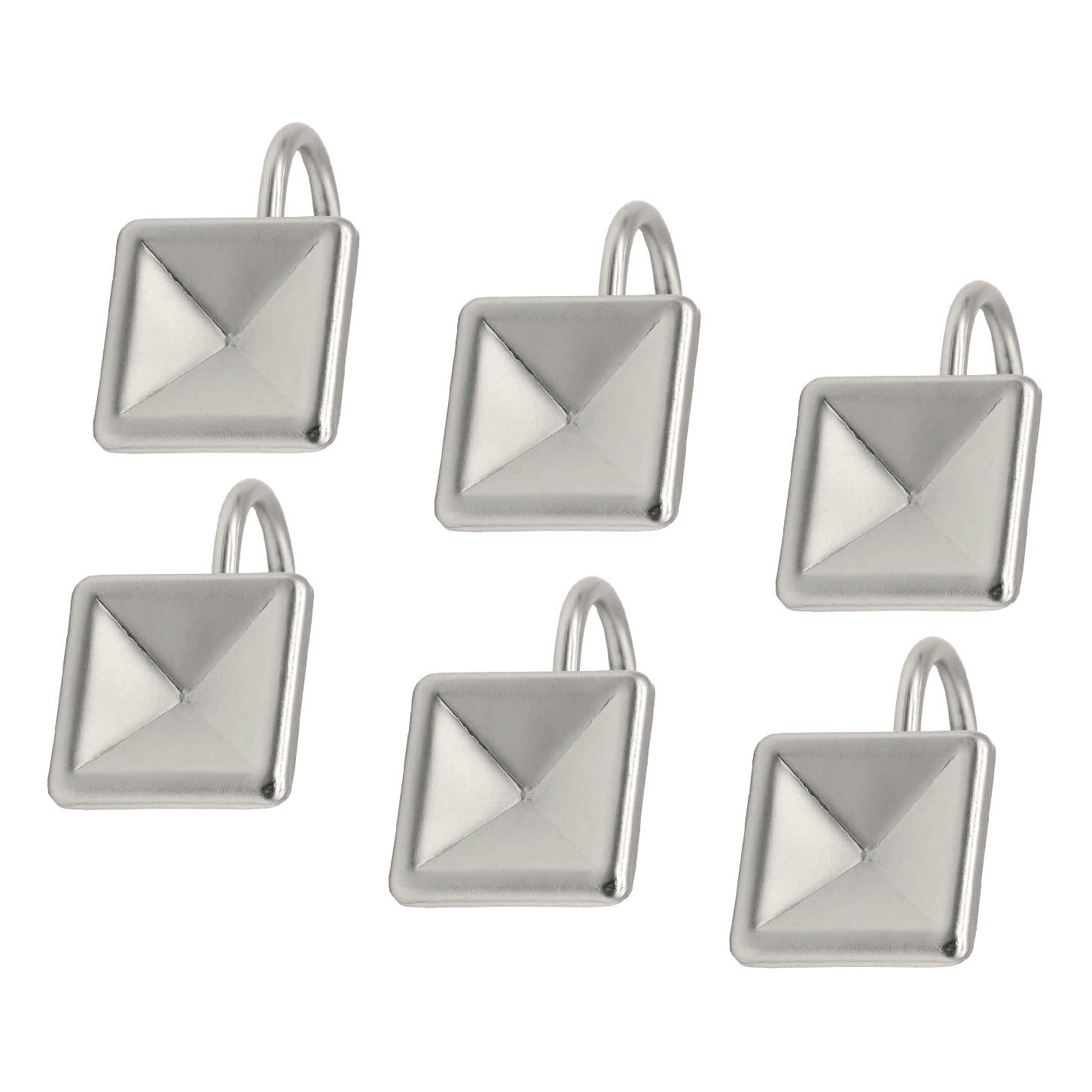 Bennington Satin Nickel Decorative Square Shower Curtain Fastener Hook Rings - Set of 12