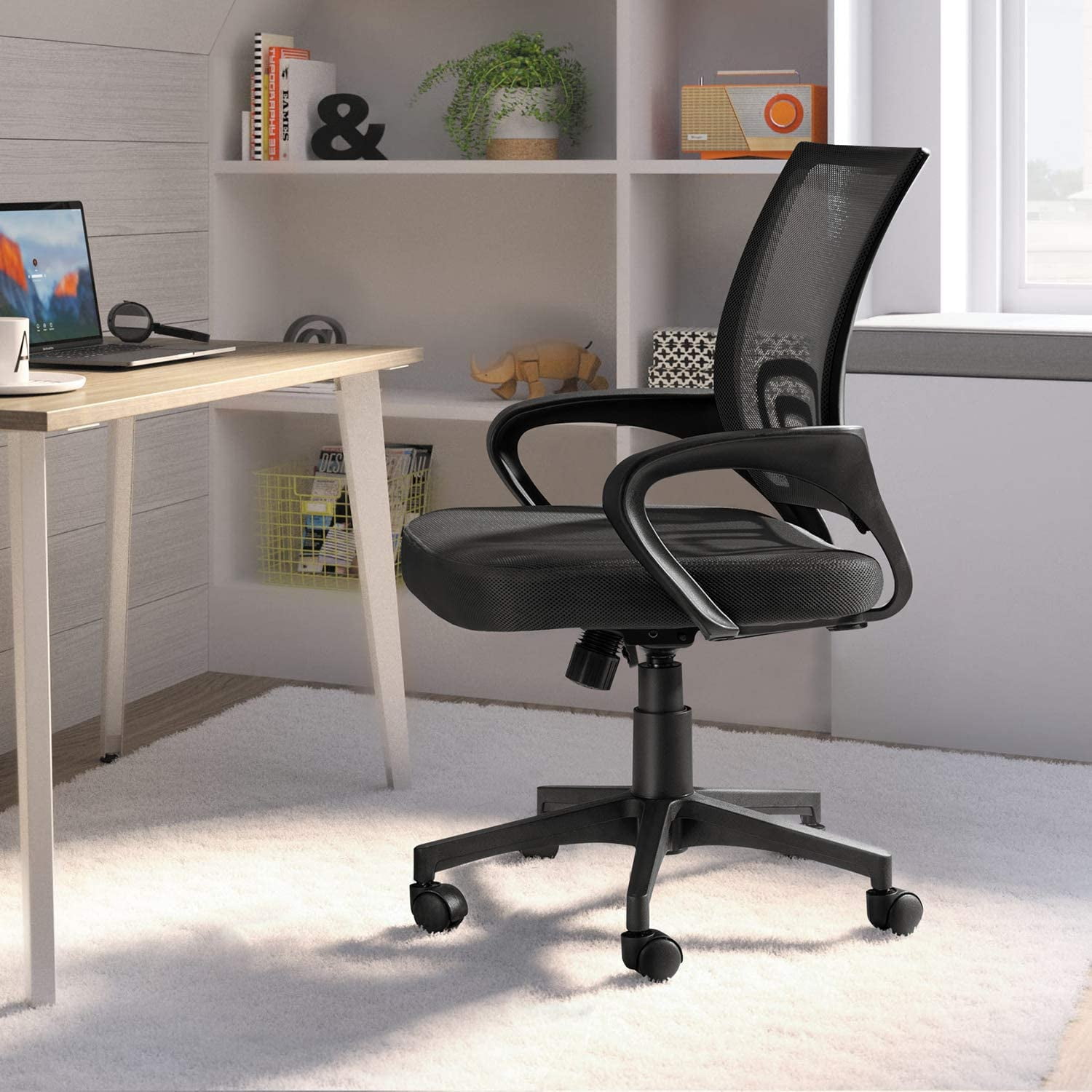 Ergonomic Mesh Office Chair Midback Adjustable Swivel Computer Desk Task Black for sale online 